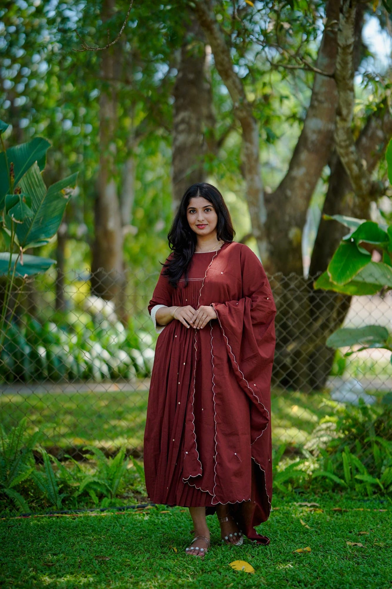 Mocha Brown Pure Cotton Dress Set
