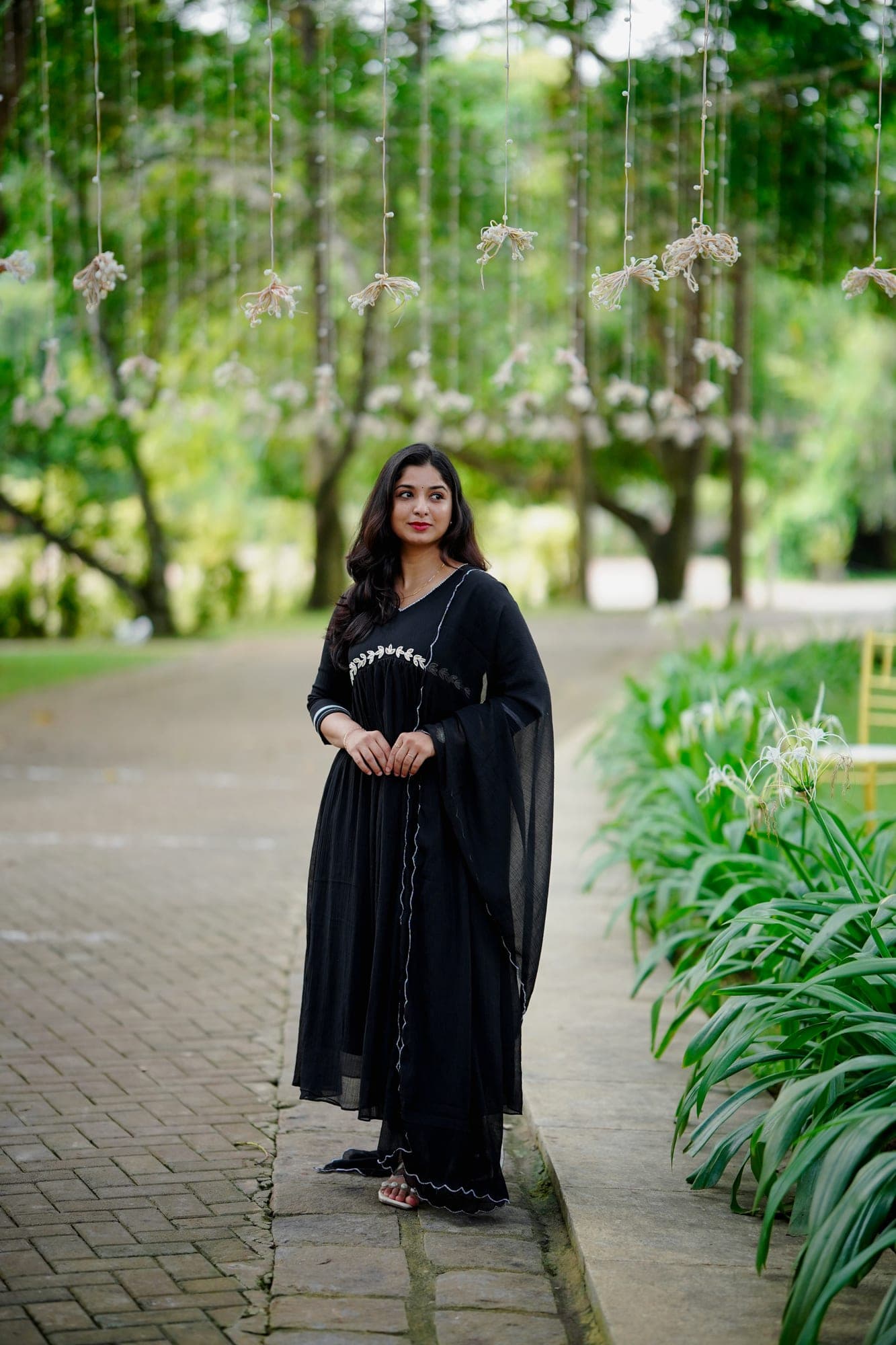 Midnight Grace – Chiffon Anarkali Two-Piece Set